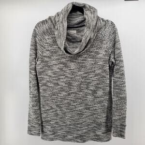 Lou & Grey Minimalist Coz Luxe Mix Knit Cowl Neck Marled Heather Grey Sweater S